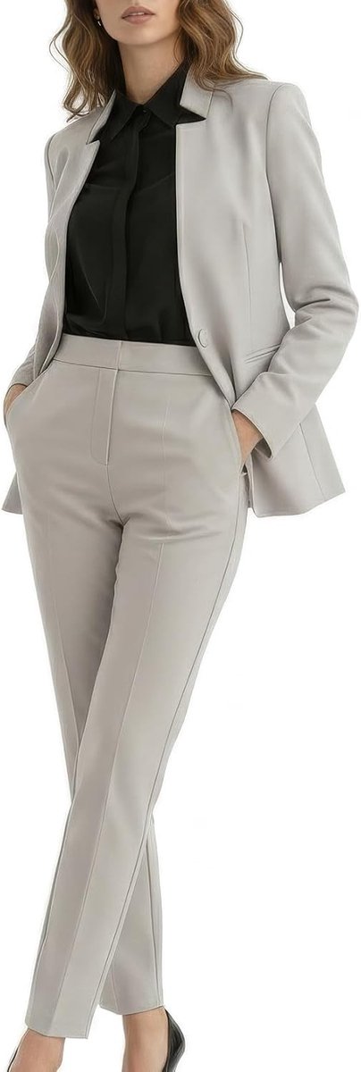 Dames Blazer en Broek Set – Zakelijk Pak voor Vrouwen – Formeel Tweedelig Kostuum voor Werk, Kantoor en Feestelijke Gelegenheden