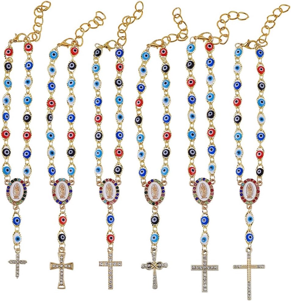 Hanging decoratie 6 stuks - 220mm - legering - gemengde kleuren - voor achteruitkijkspiegel en sleutelhanger
