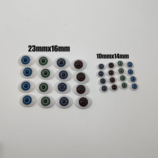 8 paar van 16 stuks ovale acryl holle oogpoppen voor ambachten, ambachten, naaien, puppies, beren, poppen, dieren, diverse kleur, 23mm x 16mm/0.9" x 0.6" — afbeelding 5