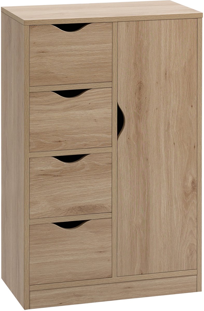 Badkamermeubel met 4 laden en 2 planken - Uitsparinghandgrepen - Spaanplaat - 54x29x83 cm