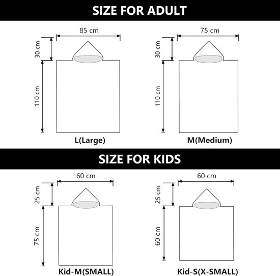 Surfponcho, wikkeldoek, badjas, sporthanddoeken voor zwemmers, hoodie voor kinderen, zwemmen, strand, surfen, duiken, baden (Kid-S) — afbeelding 3