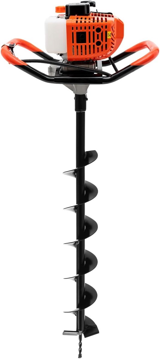 Grondboor 52cc 2-takt 1,7kW – Motor Paalgatenboor met 3 Boren Ø10/15/20cm – voor Boomplantgaten, Schuttingpalen, Hekwerk – Ergonomisch, Laag Brandstofverbruik