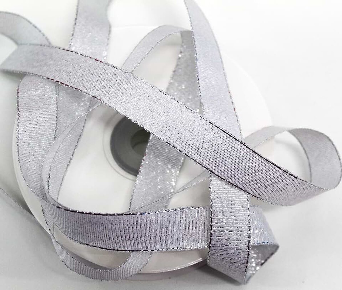 Lurex lint 25 mm lint cadeaulint decoratielint kerst bruiloft zilver