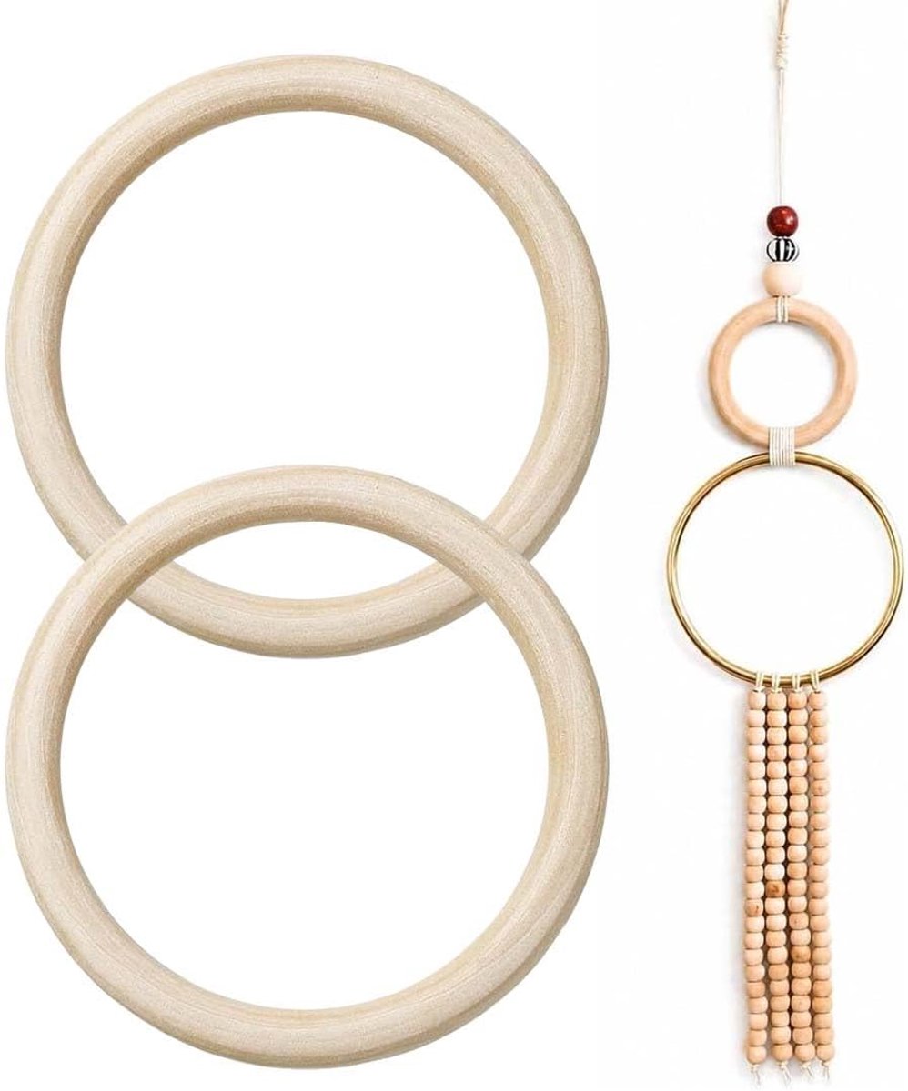 2 Stuks 10cm Natuur Houten Ringen, Lege Houten Cirkels Voor Bruiloft Boeketten Knutsel Decoratie Hobby