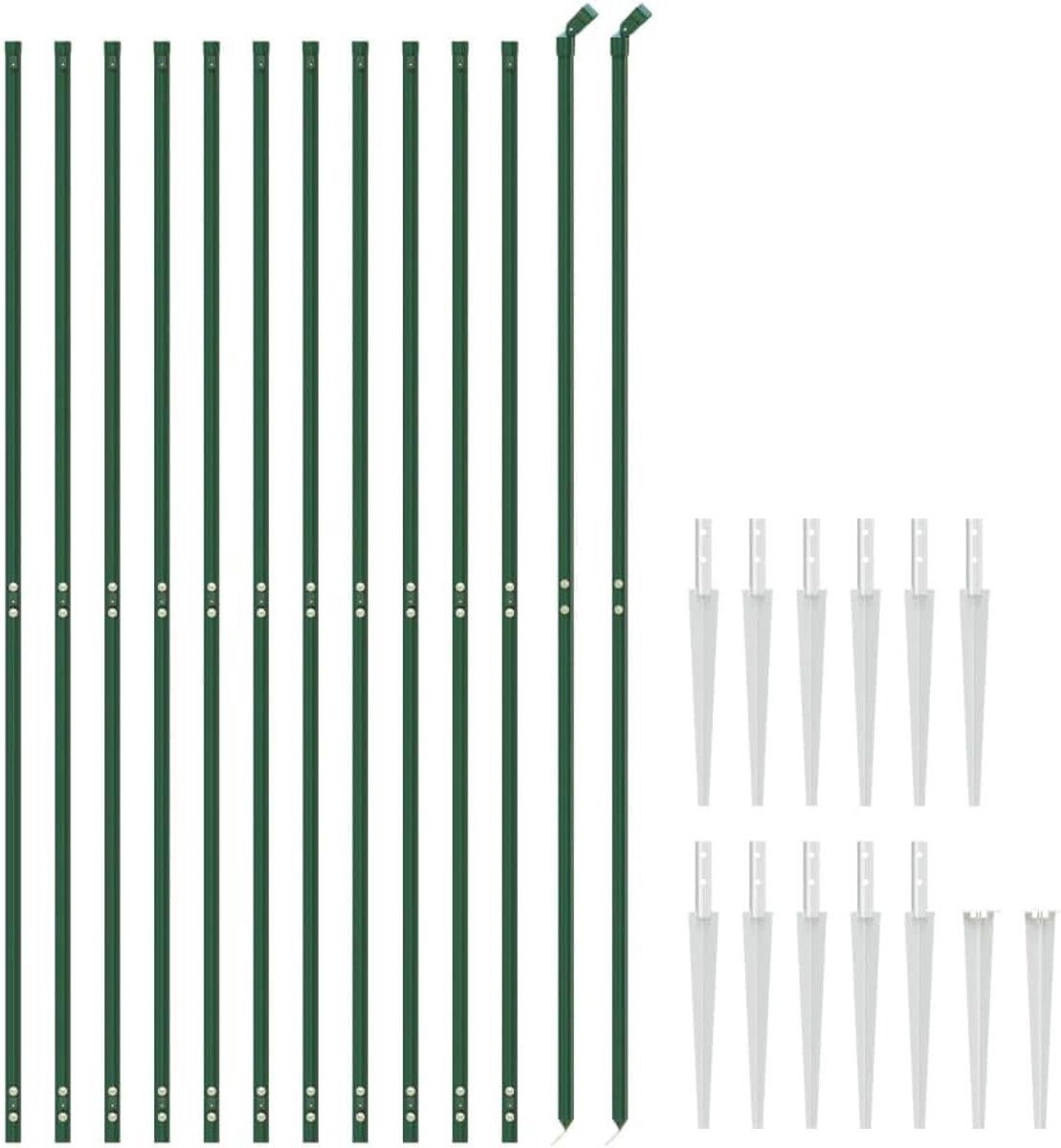 Maashek met bodemhulzen, omheining, draadgaas, tuinhek, draadhek, draadhek, staaldraad, kattenhek, draadgaas, omheining, afmetingen: 1,6 x 25 m (H x L), verzinkt staal met PVC-coating, groen
