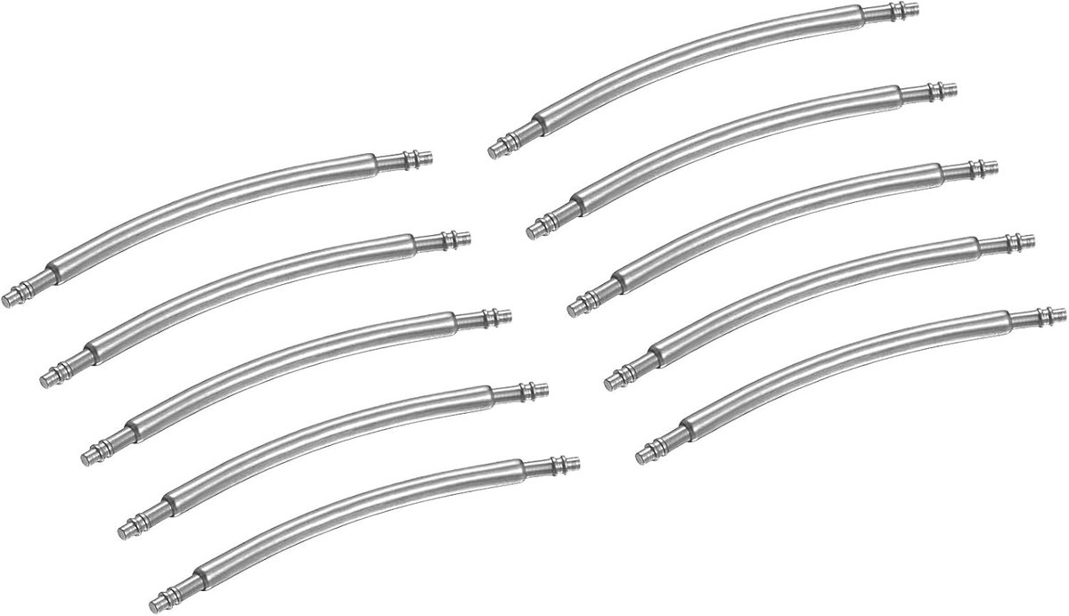 10 Stuks Armbandpennen 24mm Gebogen Veerstangen 0.3cm Diameter RVS Dubbel Flens Einde Verbinding Reparatieset voor Horloges