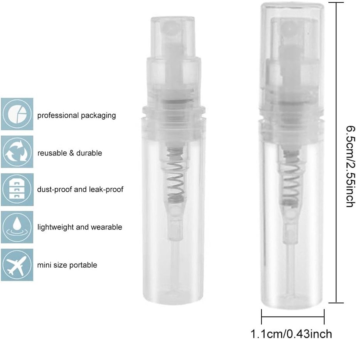 Mini Sprayflessen Set van 80 Duidelijke Refillable Lege Flessen voor Reizen - Plastic Atomizers voor Parfum en Essentiële Olie met Deksel (3ml)