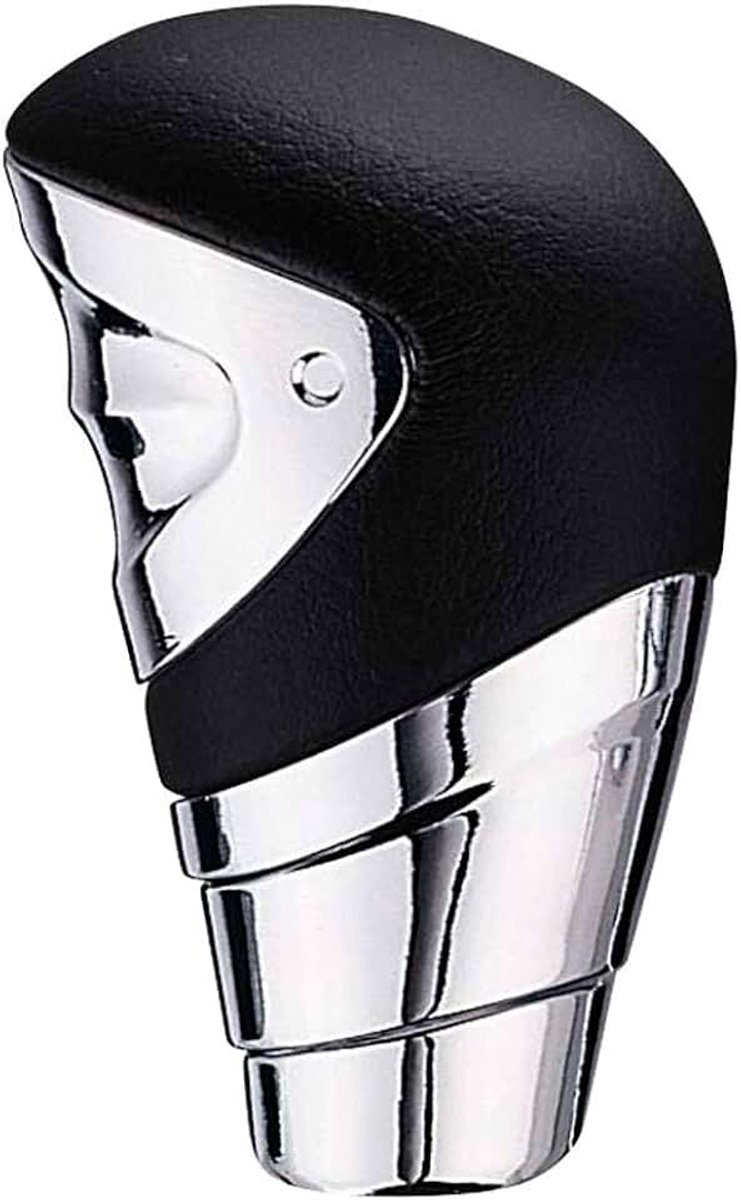 Pookknop M-4 - Zwart leder/Chroom