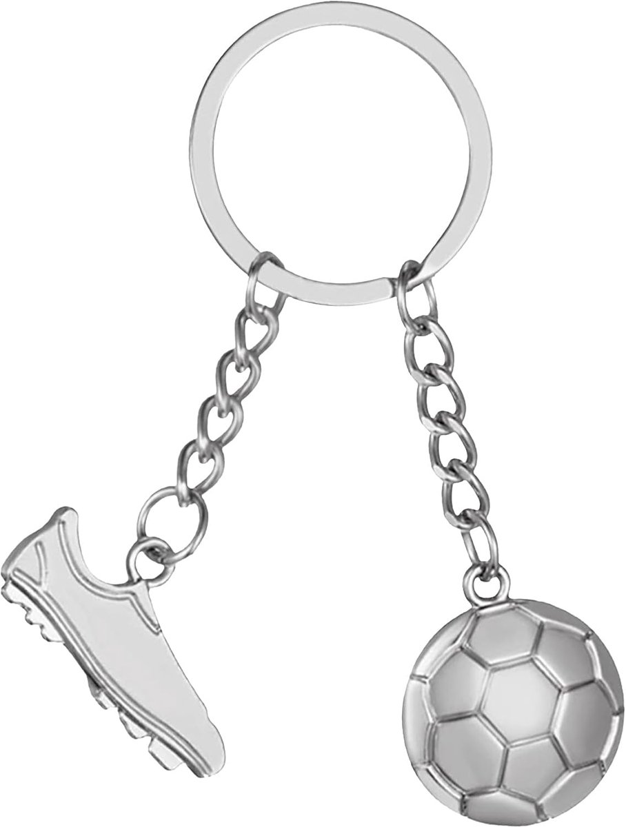 Sleutelhanger voor voetbal, voetbalsleutelhanger, sportsleutelhanger met voetbalschoen en voetbal, mini-voetbalschoenen, voetbalhanger voor jongens en meisjes (A)
