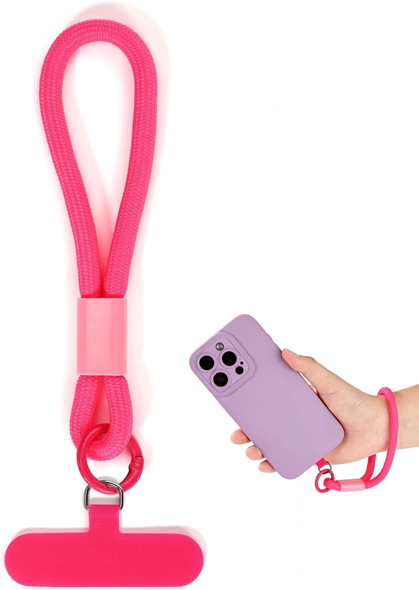 Telefoon Polsband met Bevestigingslip, Verstelbare Polsband & Handriem Antidiefstal Telefoon Band voor Vrouwen Mannen Smartphones Buiten Dagelijks Gebruik (Roze)