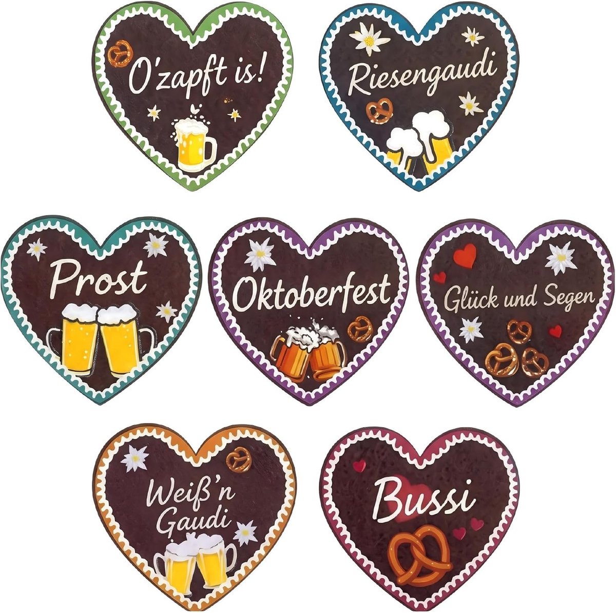 Broches 7 stuks met veiligheidssluiting, traditioneel accessoire voor Oktoberfest en dirndl, herfstcadeau, dat de stof niet beschadigt