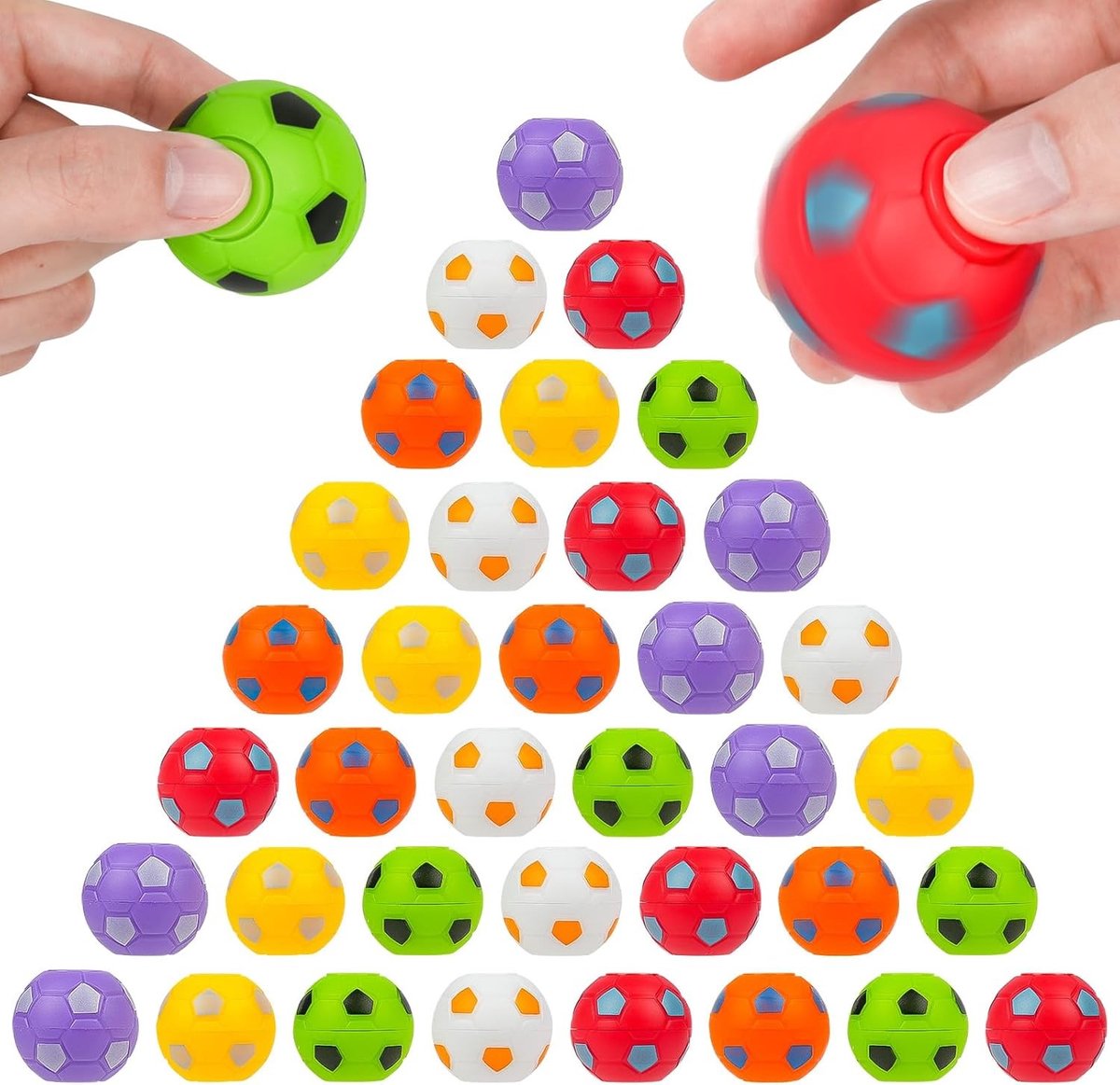 36PCS Voetbal Fingertop Speelgoed, 3.5cm Spinner Speelbal, Fidget Speelgoed voor Feestjes, Klassediploma's en Sensorisch Spelen voor Kinderen en Volwassenen