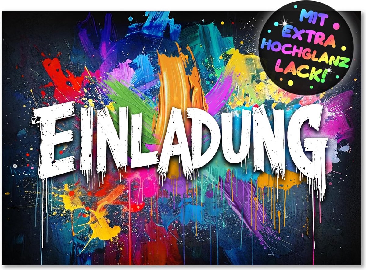 12 x graffiti-uitnodigingskaarten voor kinderverjaardag, jongens en meisjes, de brutale kleurrijke graffiti-partykaarten zijn de perfecte graffiti-uitnodiging voor jongens, meisjes, kinderen