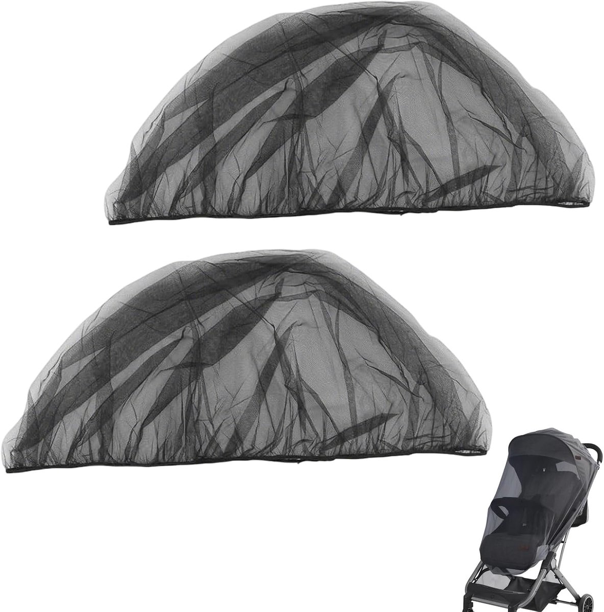 2 stuks insectenbescherming voor kinderwagen: universeel passend (77x54 cm, uitrekbaar tot 1,5 m), fijn netwerk (1,2x0,6 mm) tegen muggen & wespen, ademend & transparant, wasbaar & scheurvast – ideaal
