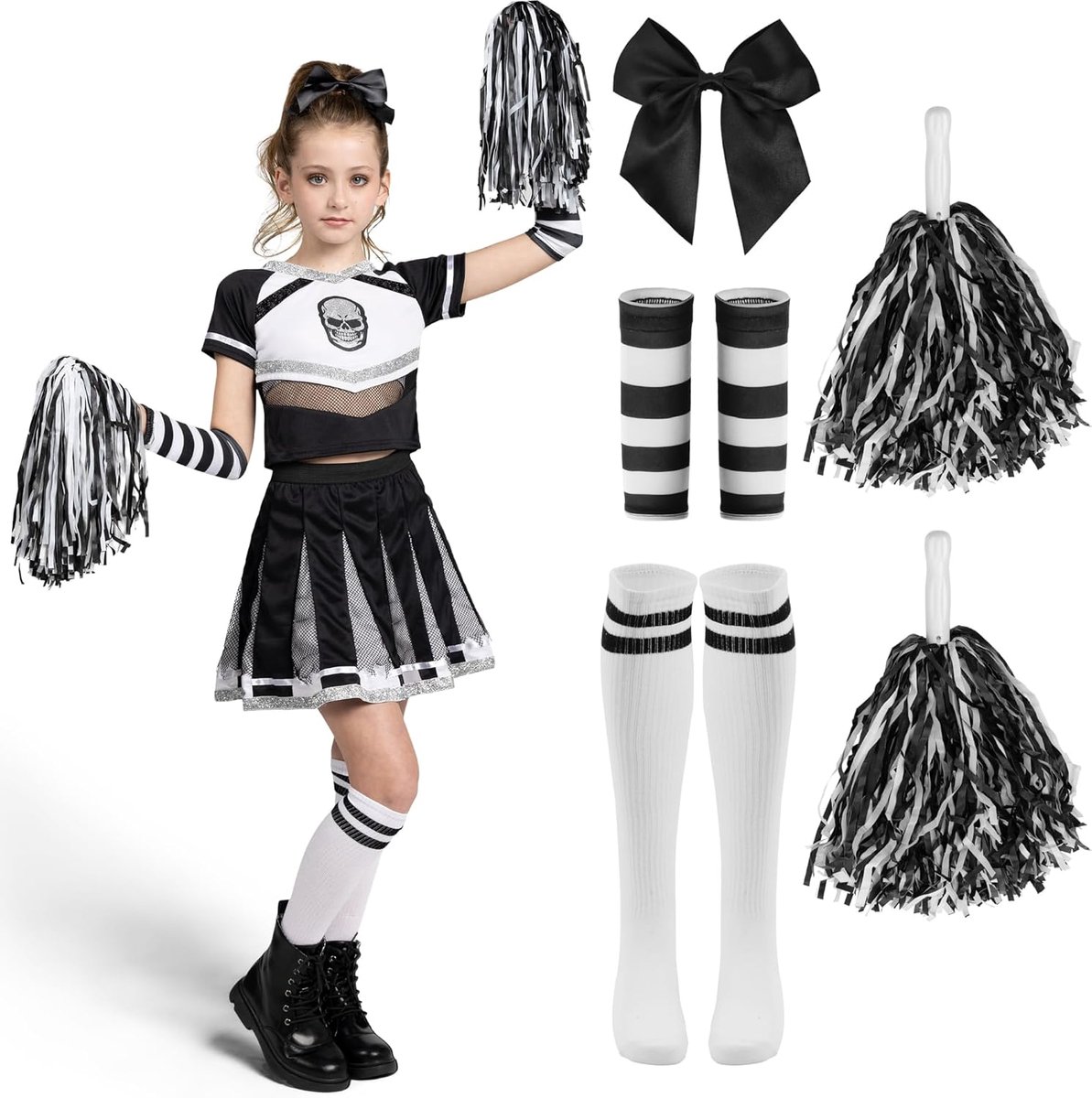 Spooktacular Creations Halloween Zombie Cheerleader Kostuum voor Meisjes - maat L