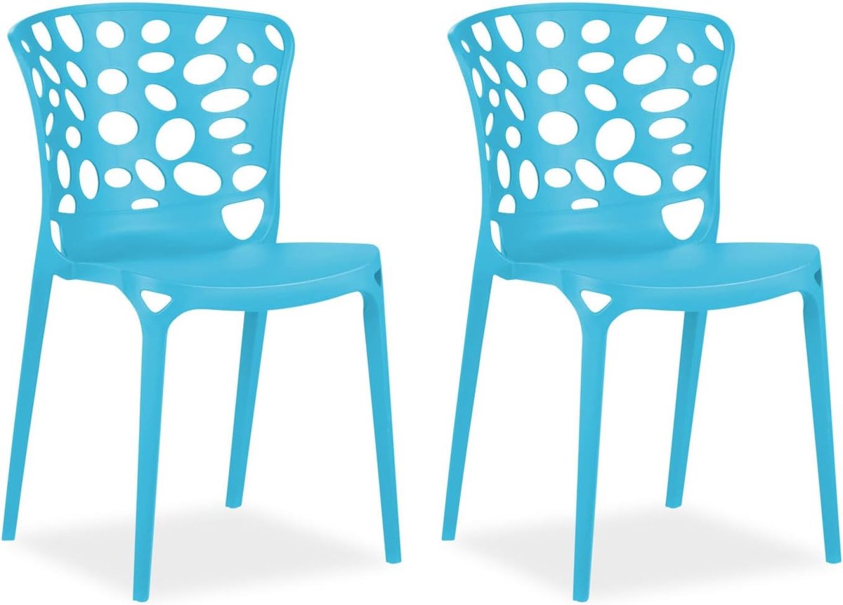 Tuinstoelenset van 2 blauwe stoelen