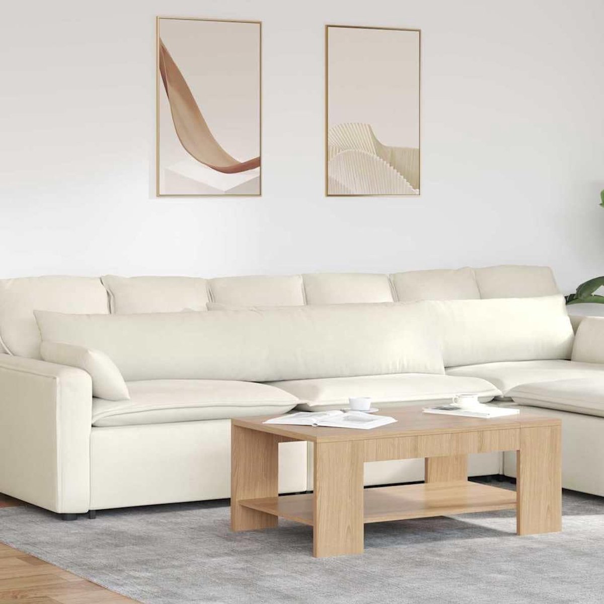 Bankkussen, 2 stuks, crème, 200 x 40 cm, corduroy, woonkussen, bankdecoratie voor bank en bed