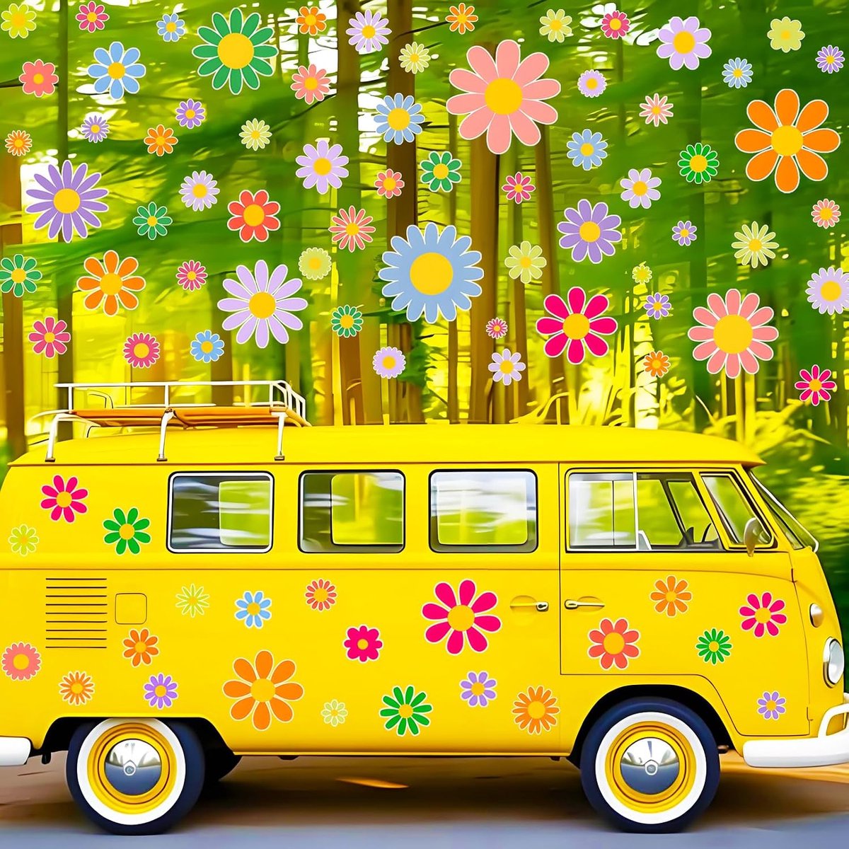 83 stuks Boho madeliefje autosticker kleurrijke Y2k bloemen muursticker verwijderbare waterdichte vinyl bloemstickers sticker decoratie voor camper bestelwagen auto ramen muur laptop bagage decoraties