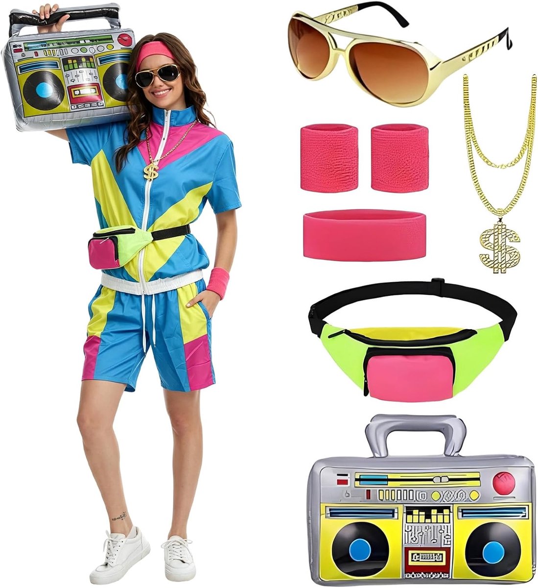 80s 90s Hip-Hop Stijl Korte Vrouwen Trainingspak, Halloween Thema Party