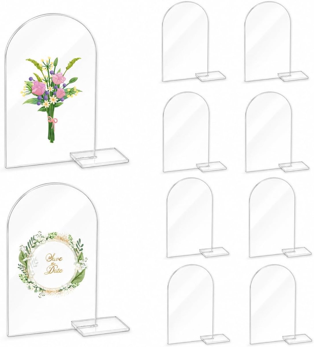 10 stuks bruiloftskaarten van transparant plexiglas met etiketten