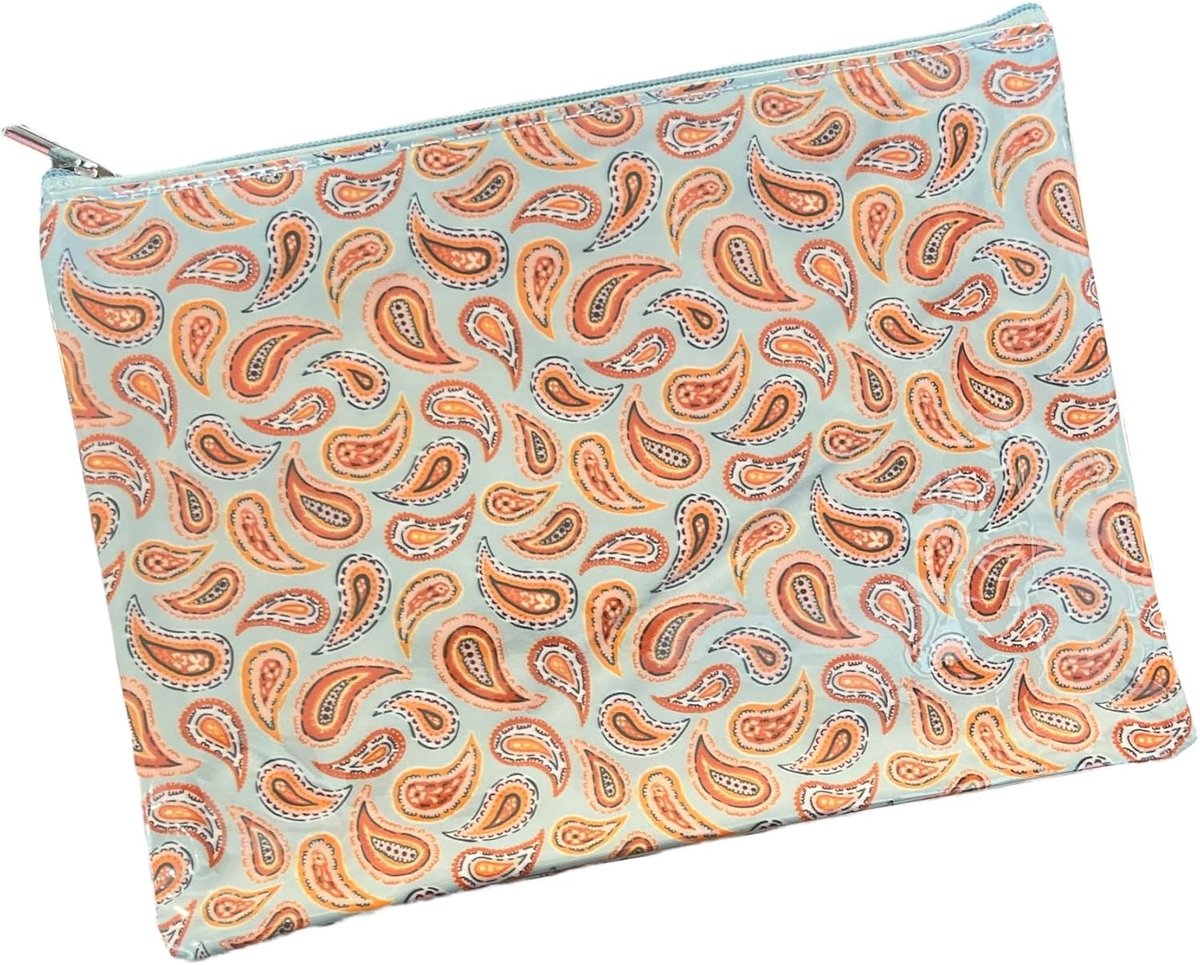 make-uptas met paisleypatroon, klassieke Boheemse stijl, make-uptas, maat XL., Oranje, 28x21x1Cm, Klassiek