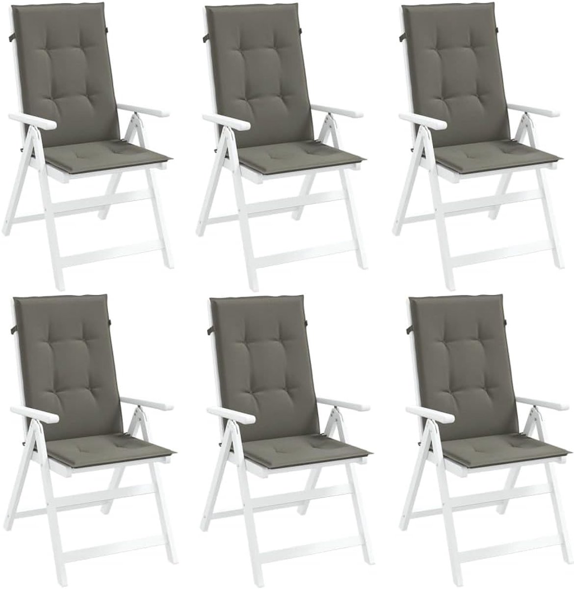 Zitkussens met hoge rugleuning, 6 stuks, gemêleerd, donkergrijs, 120 x 50 x 4 cm, polyester buitenkussen met uv-bescherming en antislip design voor tuinmeubelen, zitcomfort