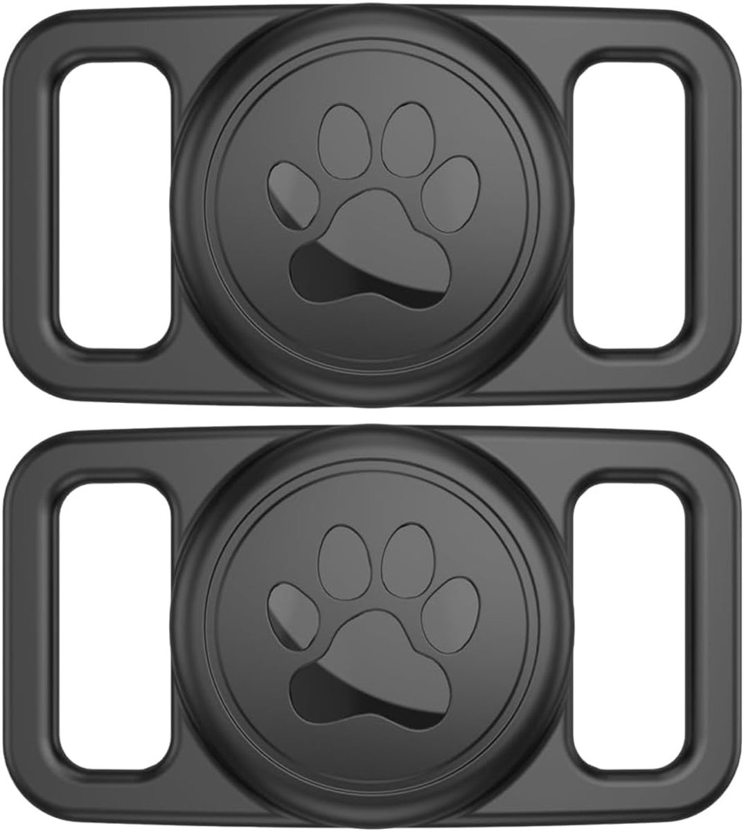 Voor Apple Airtag hondenhalsband, set van 2, waterdichte AirTag-kattenhalsband, zachte siliconen hoes, Airtag voor honden en katten (zwart)