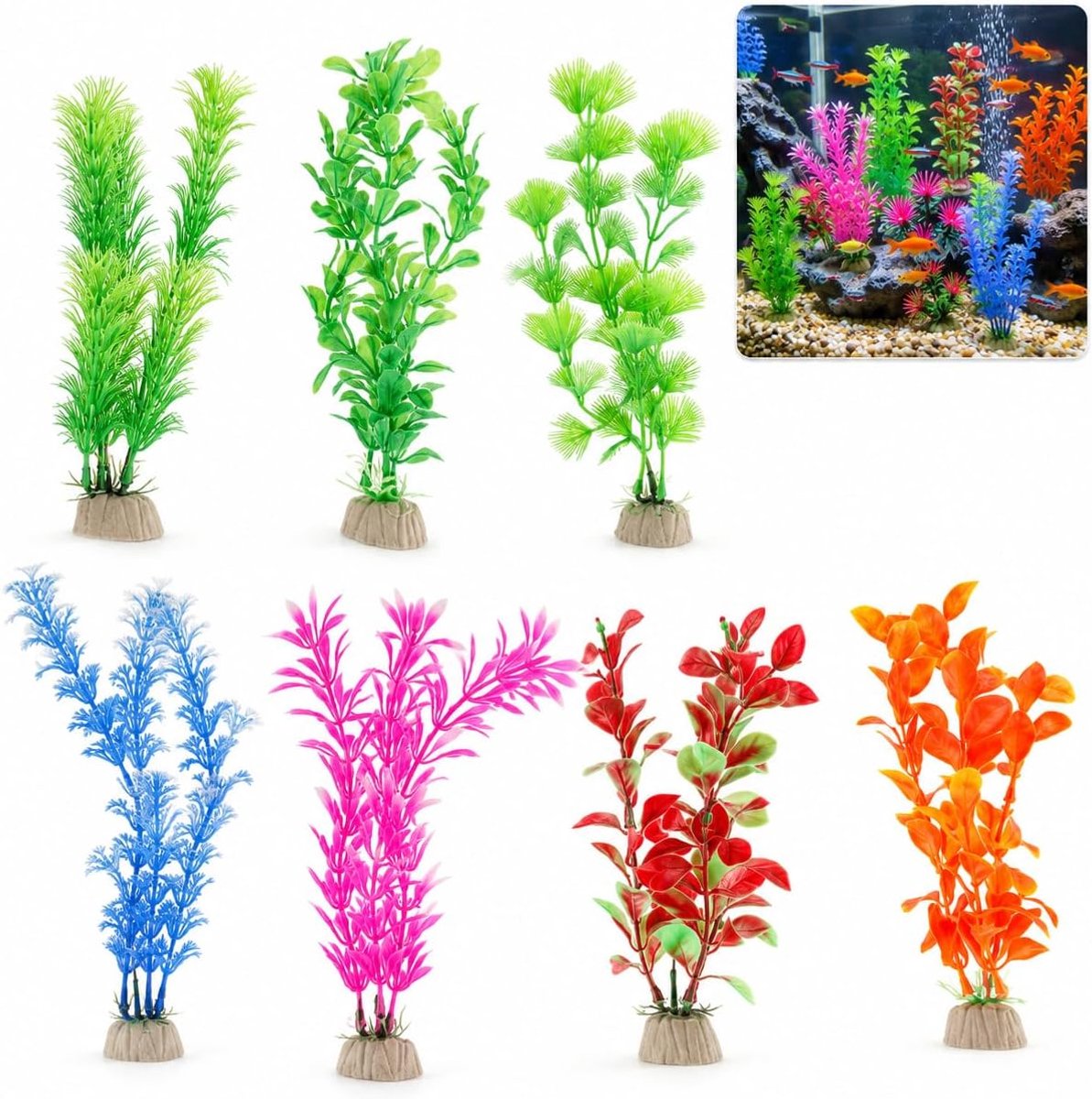 7 stks kunstmatige waterplanten simulatie plastic aquarium aquatische decoratie voor aquarium thuiskantoor