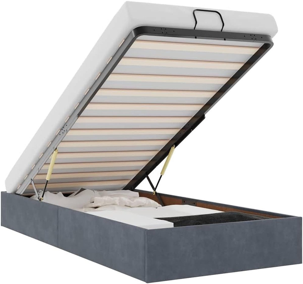 Bedframe van fluweel, donkergrijs