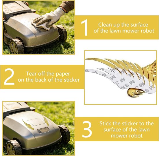 3D-adelaarvleugels, zelfklevend, voor robotmaaier, decoratie, 3D-vleugels, zelfklevend, met 2,5 mm dik, waterdicht, uv-bestendig, voor tuindecoratie, robotmaaier, robotmaaier (1 paar) — afbeelding 5