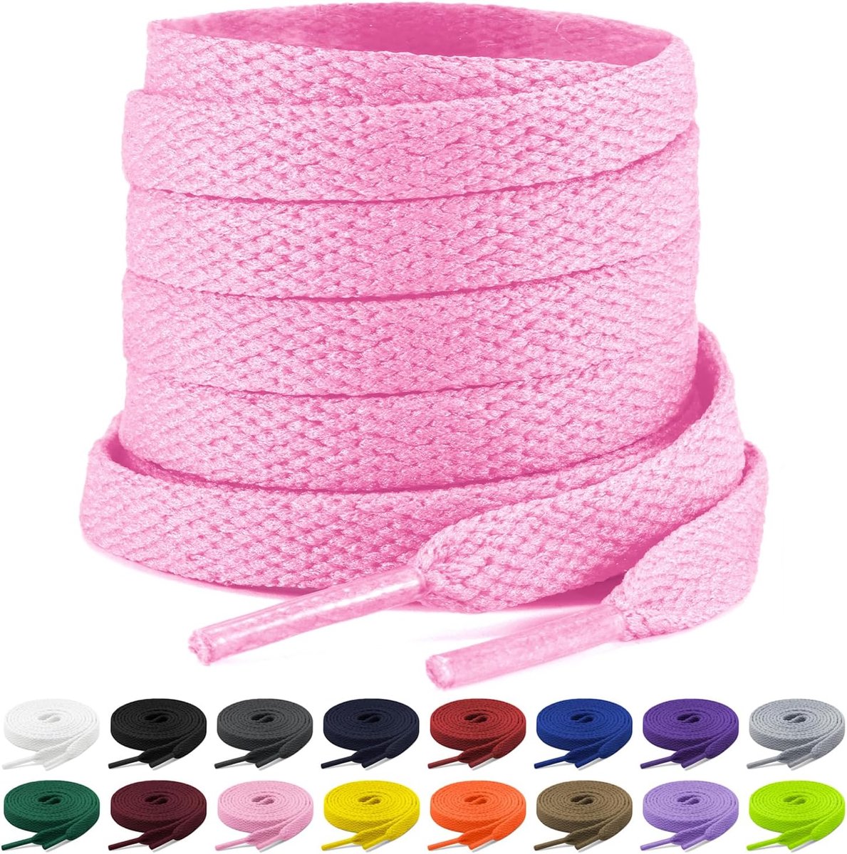 2 paar platte veters, 8 mm brede veters, platte veters, vervangende schoenveters voor sportschoenen, hardlopen, volwassenen, kinderen, polyester