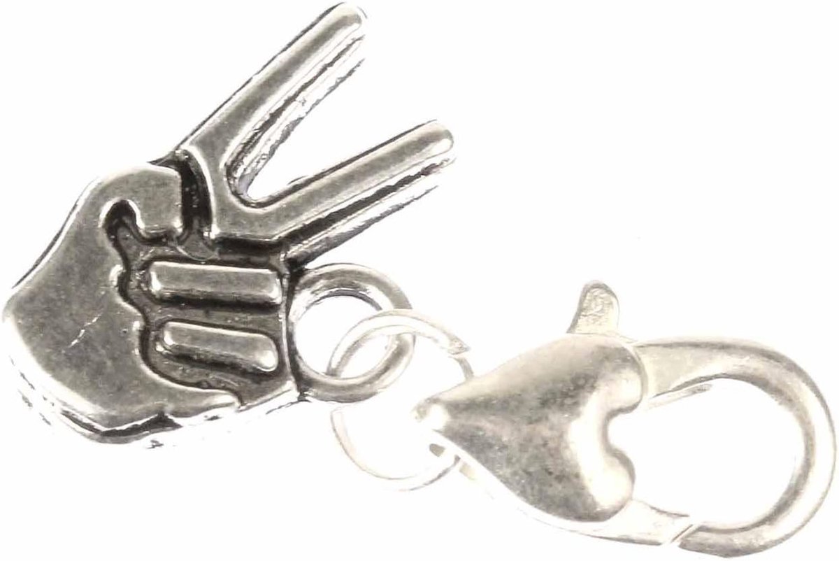 Vrede Hand Charm Hanger Voor Armband Polsbandje Vingers Overwinning V Teken, 16mm, niet bekend