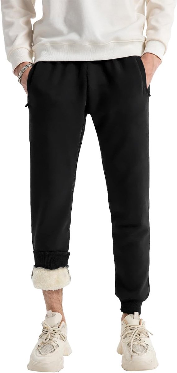 Winter Warm Casual Fleece Joggingbroek Trekkoord Sherpa Gevoerde Joggingbroek Track Atletische Jogger Broek met Zakken