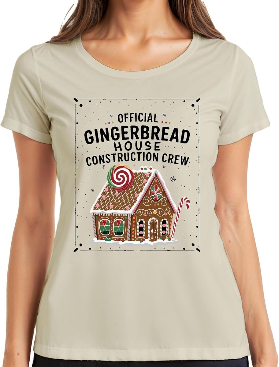 Gingerbread House Construction Crew Kerstdesign Dames T-Shirt