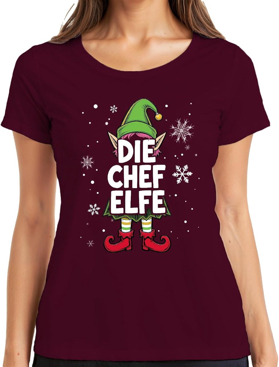 Chef Elfe Kerstmis Kerstmis Wichtel Sneeuwvlokken Dames T-Shirt