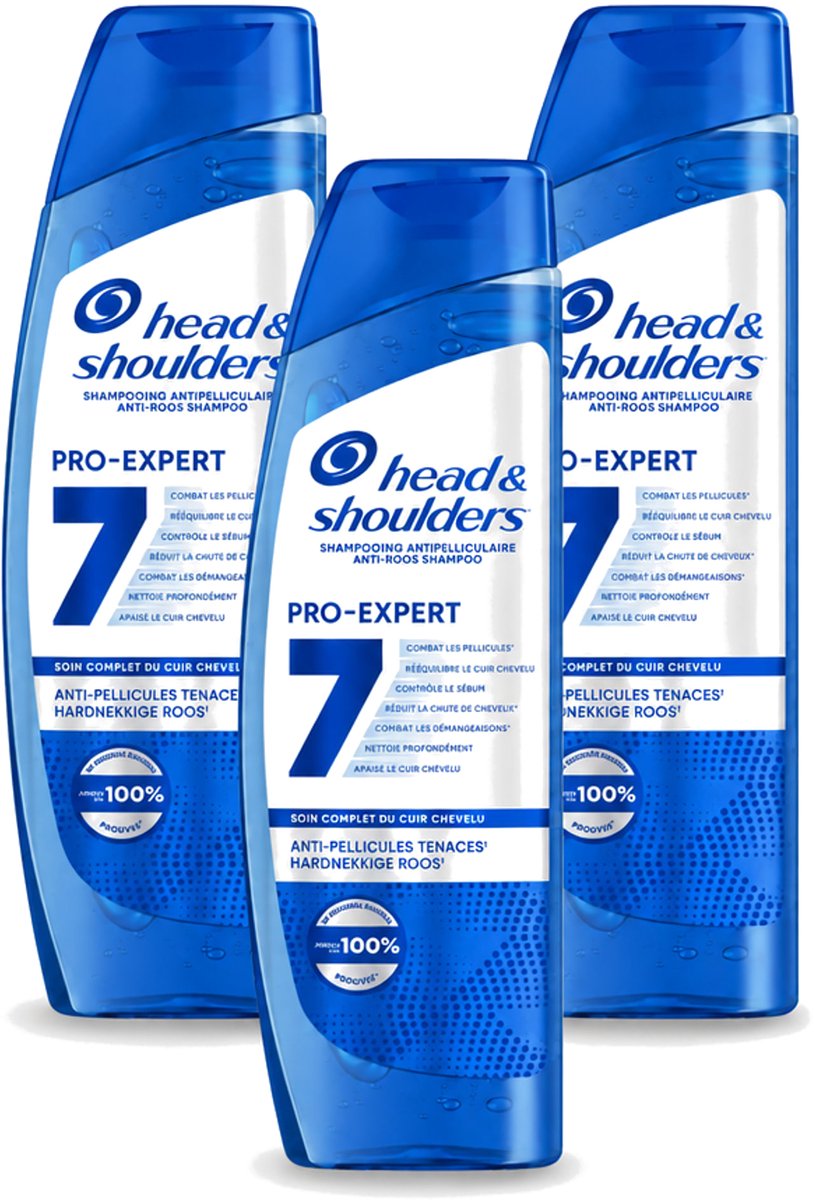 3 x Head & Shoulders - Shampoo - Pro-Expert 7 - Anti-Roos - 250 ml - Voordeelverpakking - 3 stuks