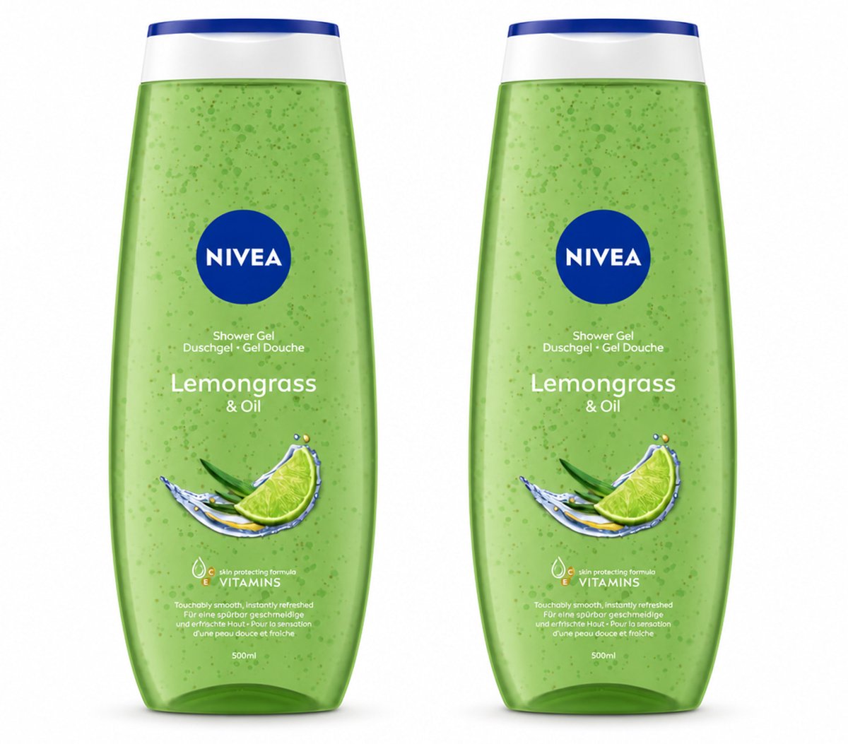 2 x NIVEA - Douchegel - Citroengras & Olieverzorging - Glad & Verfrissend Huidgevoel - 500 ml - Voordeelverpakking - 2 stuks