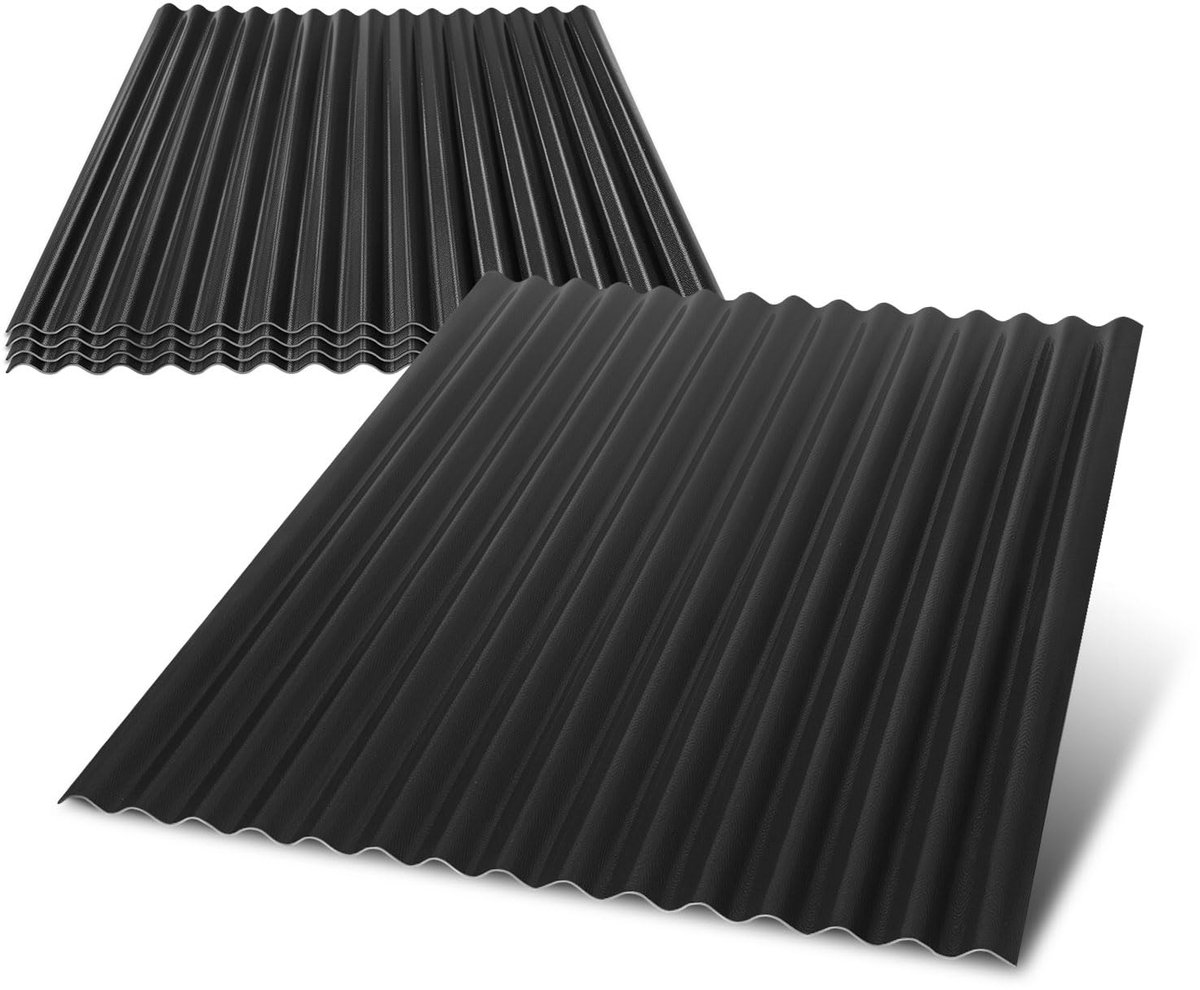 Golfplaten voor dak, 1,5 mm dik, robuust en weerbestendig, golfplaat, kunststof dak, voor tuin, terras, carport, gereedschapshuis, zwart
