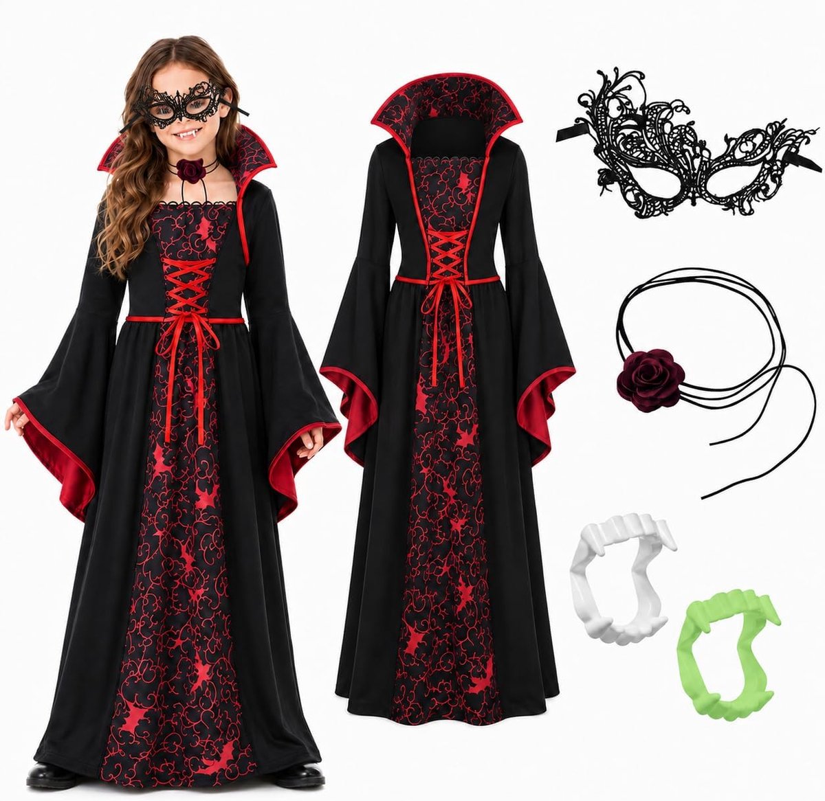 Vampierkostuum voor meisjes, gothic, vampierkostuum