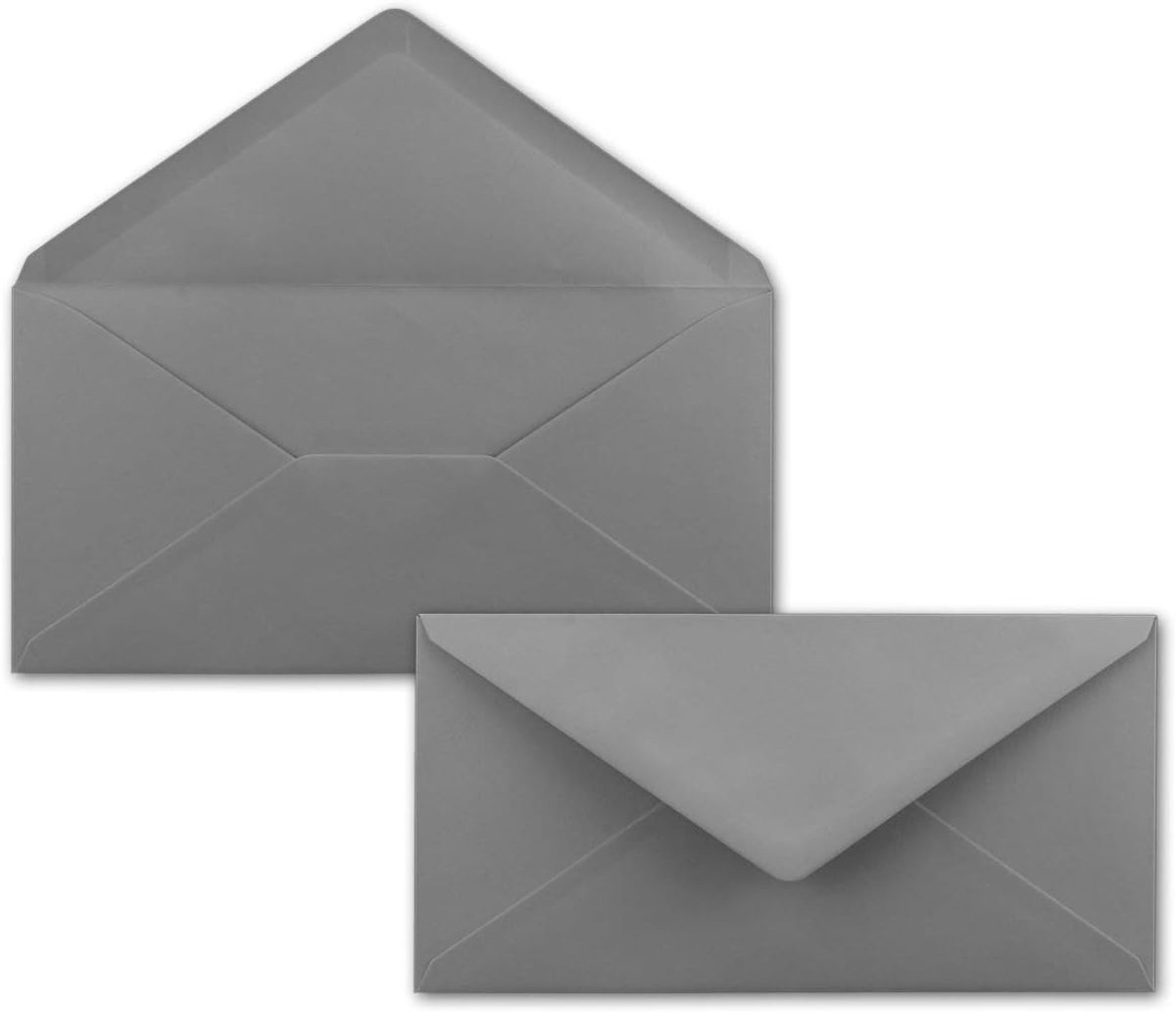 25 enveloppen Dunkel-Grijs/Grafiet DIN lang - 110 x 220 mm (11 x 22 cm) - nat lijmen zonder venster - Ideaal voor uitnodigingskaarten - Serie FarbenFroh