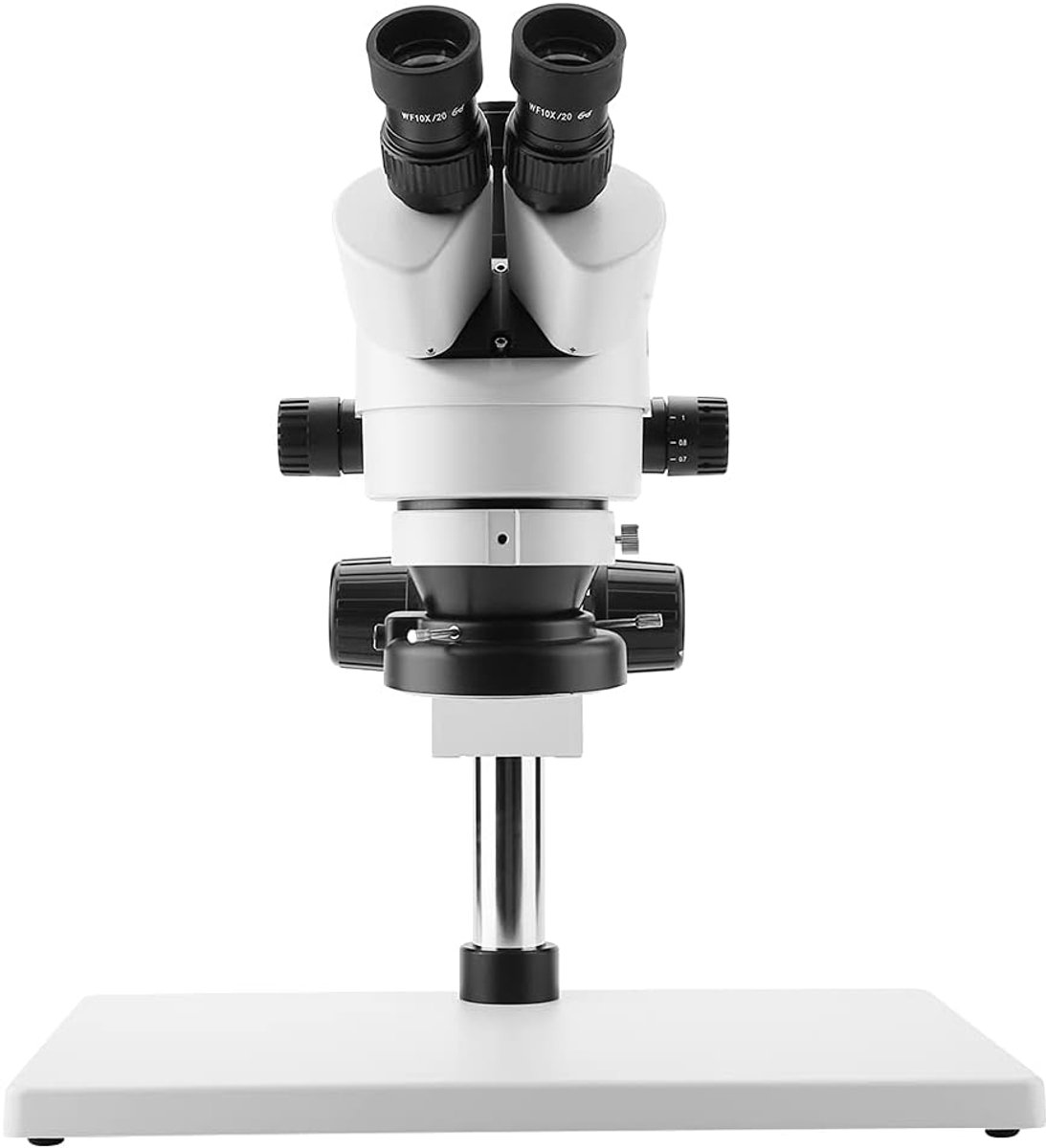 Stereomicroscoop met trinoculaire zoom, microscoop met vergroting 3,5 x 90 x oculair WF10X / 20 mm accessoire voor microscoop 100-240 V, zoomlens (EU-stekker)