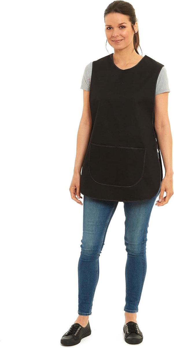 Effen kleur biezen ontwerp tabard schort overall voorzak stijlvolle tabellen voor vrouwen casual schorten voor vrouwen thuis keuken restaurants coffeeshops UK Made