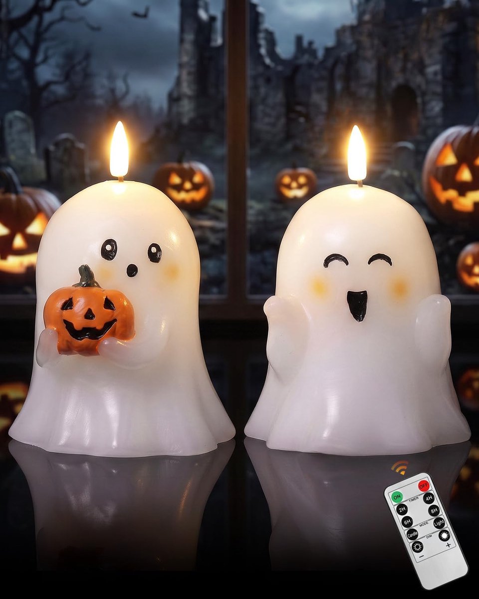 Oplaadbare LED spookkaarsen met timer afstandsbediening