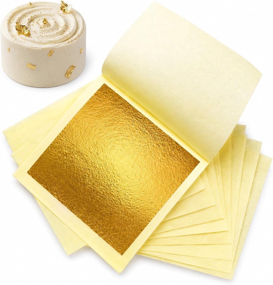 Bladgoud echt goud decoratief voor taarten 6 x 6 cm goudfolie