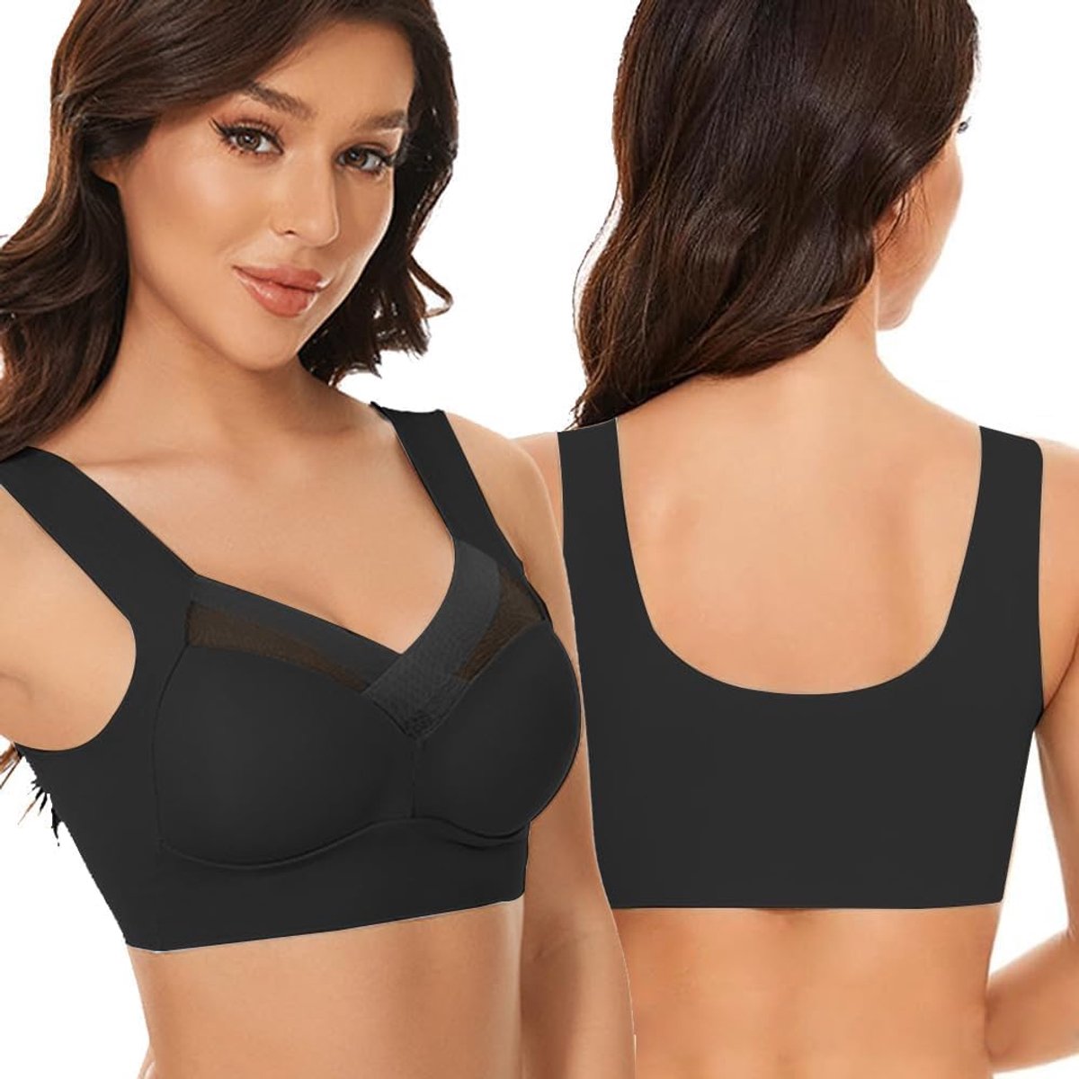 Beha voor dames, naadloos, zonder beugel, microvezel, minimizer, comfortabel, katoen, gevoerd, zonder vulling, ergonomisch design, optimale ondersteuning voor dagelijks gebruik
