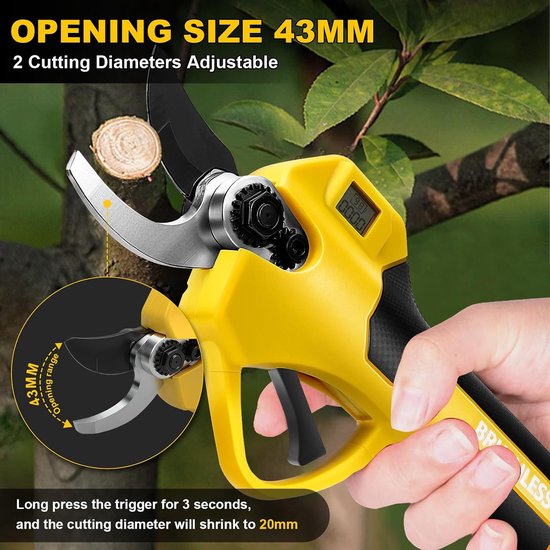 Panthem 2-in-1 accu-takkenschaar, telescopische elektrische snoeischaar, compatibel met Dewalt 18V 20V, maximaal bereik tot 4,1 m, 43 mm snijopening, borstelloze motor (zonder batterij en oplader) — afbeelding 4