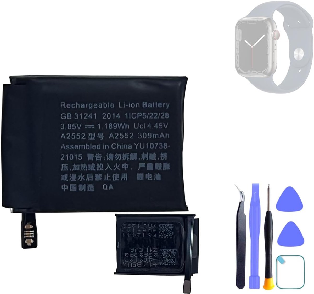 Vervangende batterij A2552 batterij compatibel met Watch iWatch Series 7 45 mm model A2474 A2477 A2478 met gereedschap