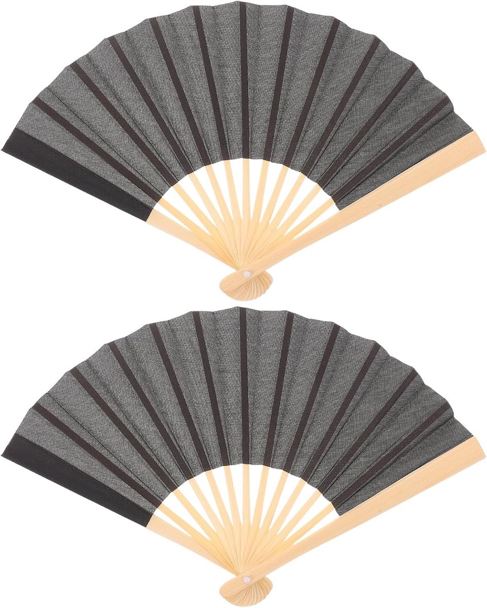 6 mini-vouwwaaiers in Chinese stijl, 15 cm, kleine, handige, oosterse waaiers, zwart, met bamboerippen voor zomerse koeling, cosplay, dans en fotoshoots