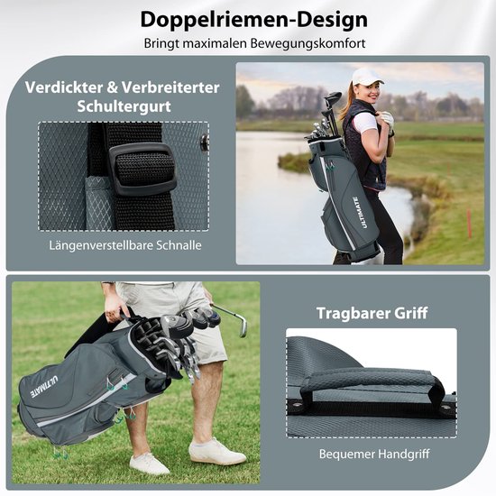 COSTWAY Golfkar Tas met 14 Verdelers Lichtgewicht Golfkar Tas met Schouderriem Draagbare Golf Club Tas met Regenkap/Stofkap — afbeelding 3