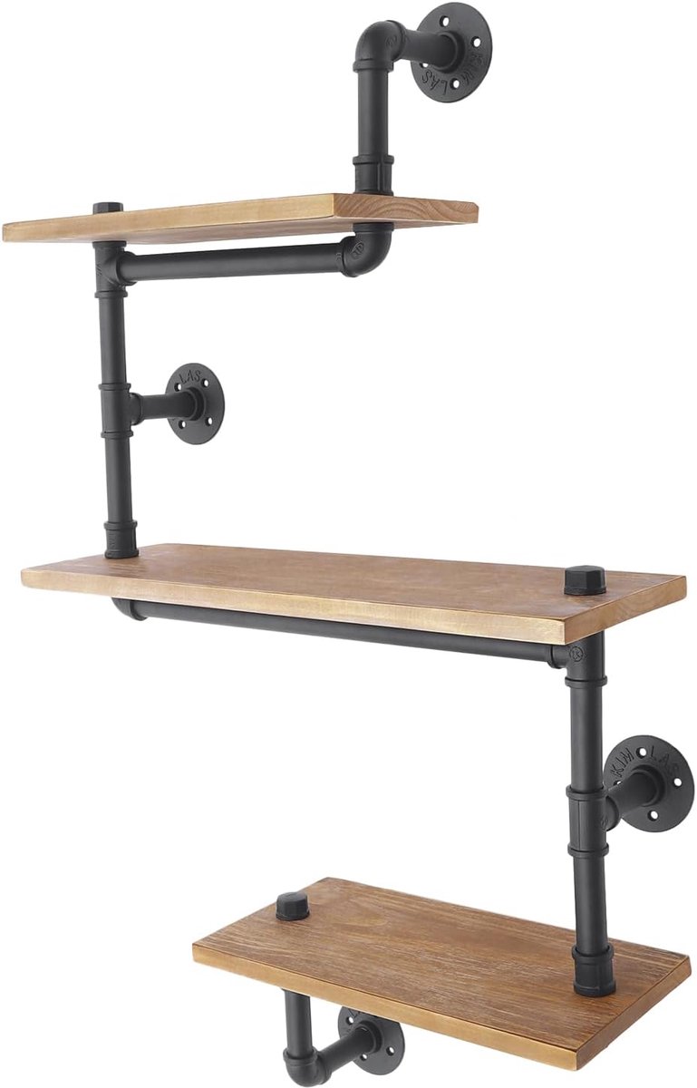 Zwevende planken, retro industriële wandplankhouder, retro wandklem, zwevende pijpenplank